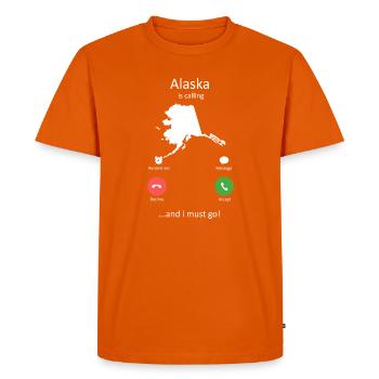 Un malamute d’Alaska appelle le propriétaire drôle de chien - T-shirt Premium bio Homme - orange  - Devant - Nico (187cm)