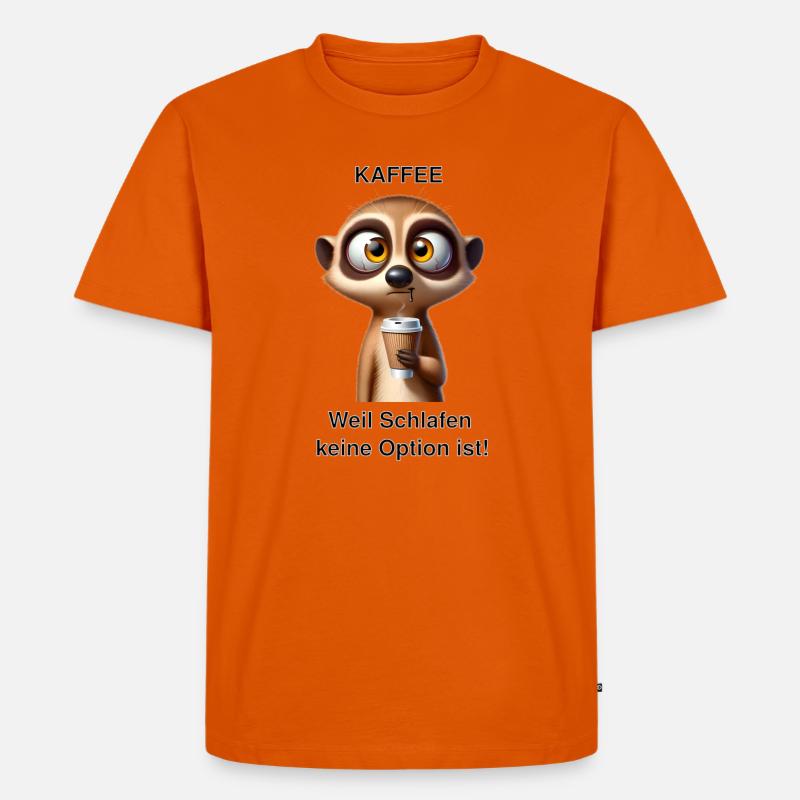 Müdes Erdmännchen mit Kaffee - Männer Premium Bio T-Shirt - Orange 