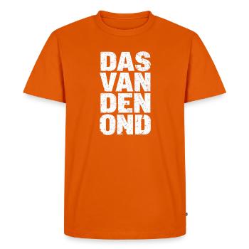 Das van den ond. Antwerp proverbs - Men's Premium Organic T-Shirt - orange  - Front - Nico (187cm)