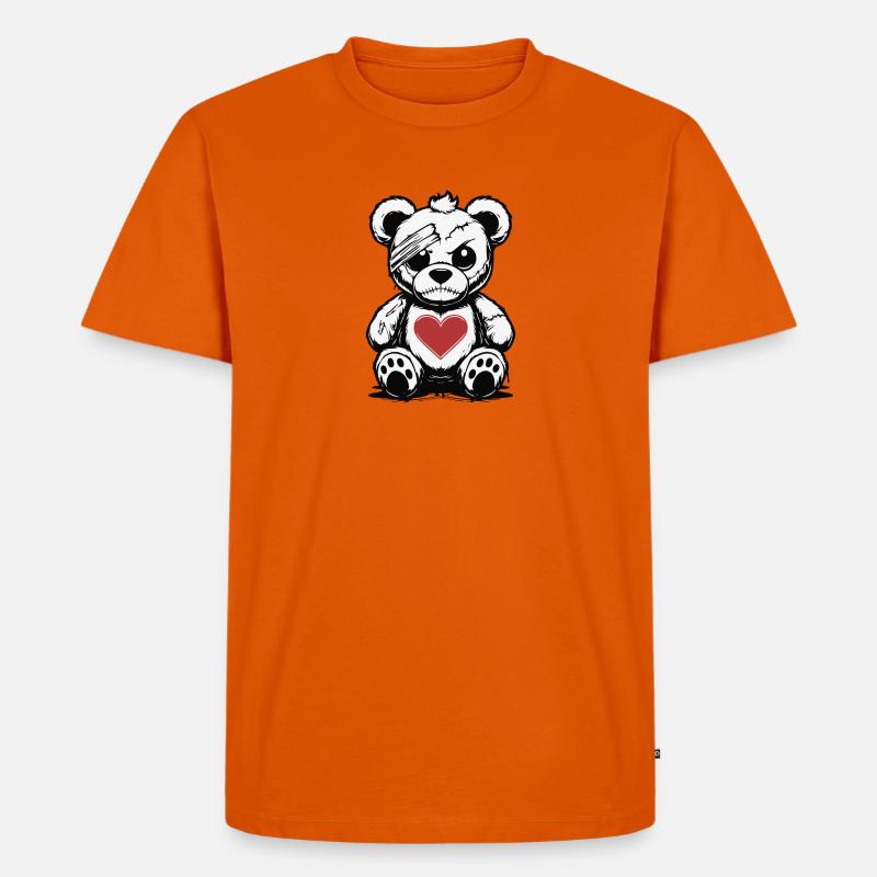 Grumpy Teddy with a good Heart - Männer Premium Bio T-Shirt - Orange 