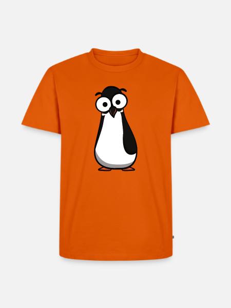 Pinguin mit Kulleraugen Cartoon - Männer Premium Bio T-Shirt - Orange