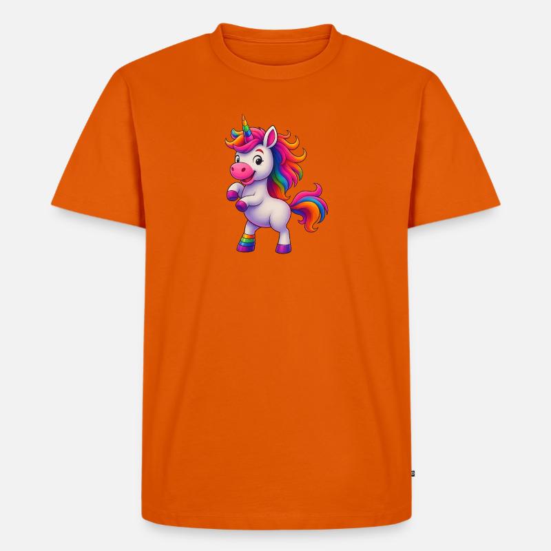 Bunter Einhorn mit Regenbogenmähne - Männer Premium Bio T-Shirt - Orange