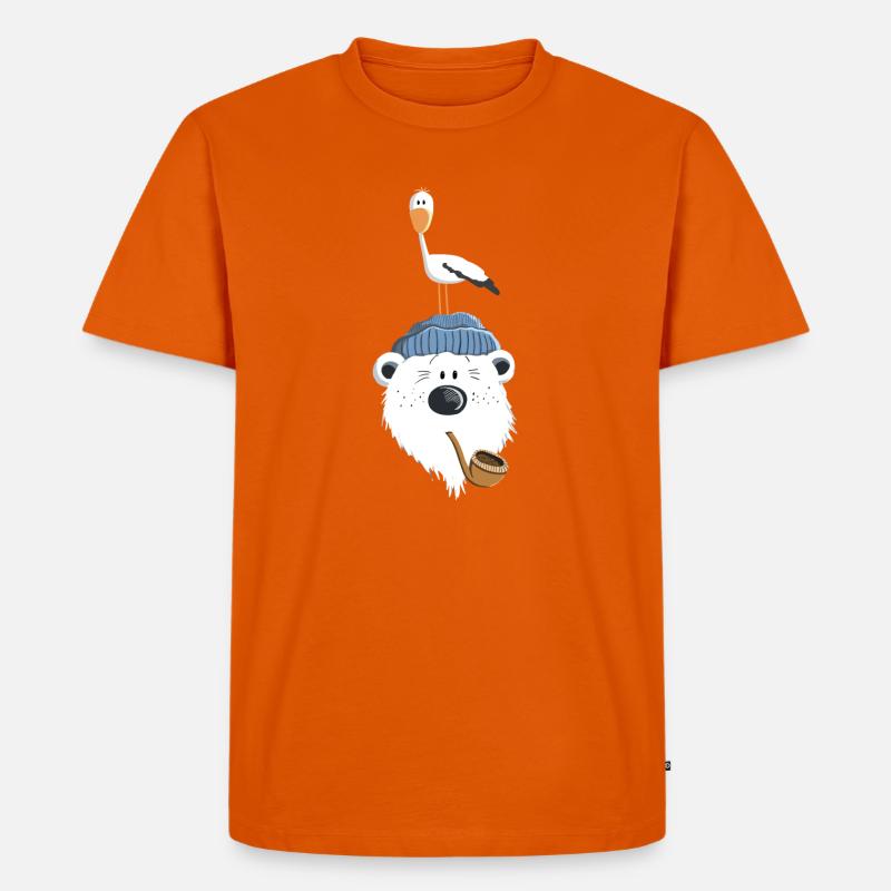Bär mit Möwe - Männer Premium Bio T-Shirt - Orange 