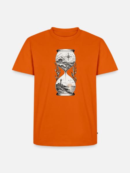 Meeresuhr mit Leuchtturm Kompass - Männer Premium Bio T-Shirt - Orange