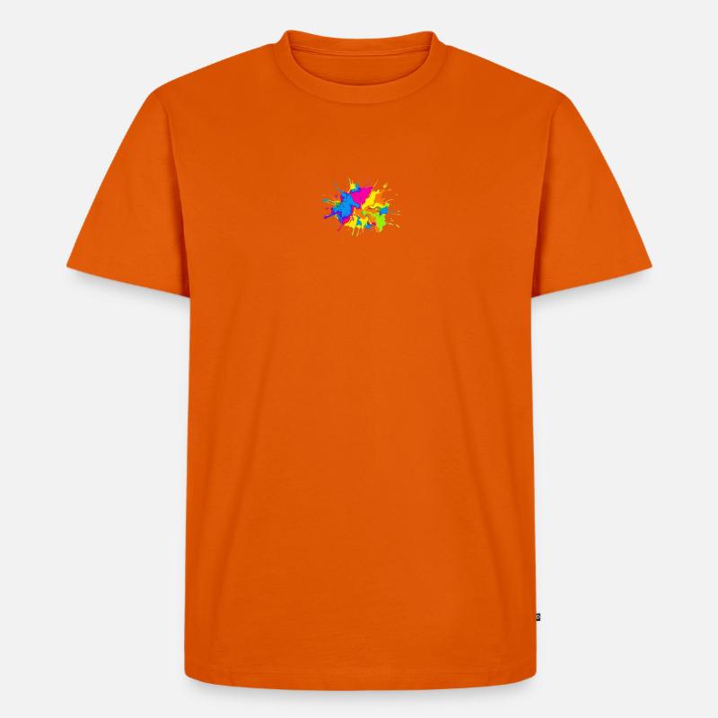 Regenbogenfarbe-Spritzexplosion - Männer Premium Bio T-Shirt - Orange