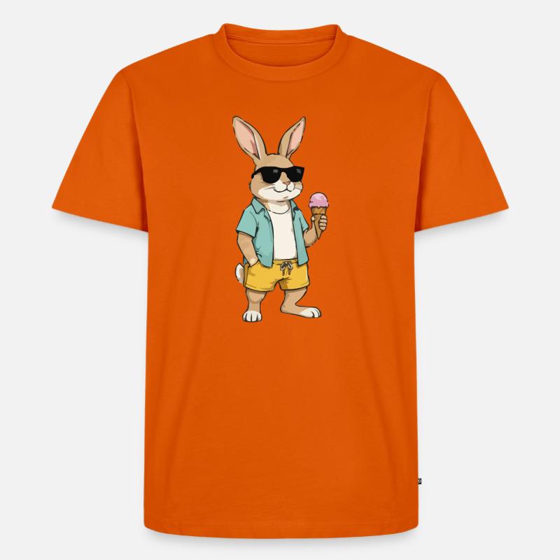 Sonnen Hase mit Eis am Strand - Männer Premium Bio T-Shirt - Orange 