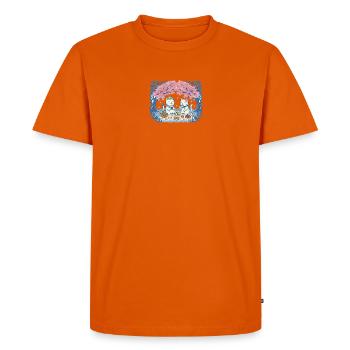 De vrais chats en pique-entre les sakura - T-shirt Premium bio Homme - orange  - Devant - Nico (187cm)