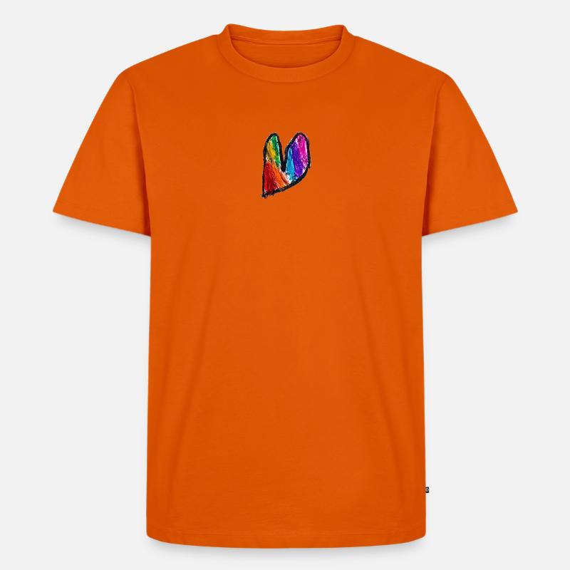 Regenbogenherz Kritzelkunst - Männer Premium Bio T-Shirt - Orange