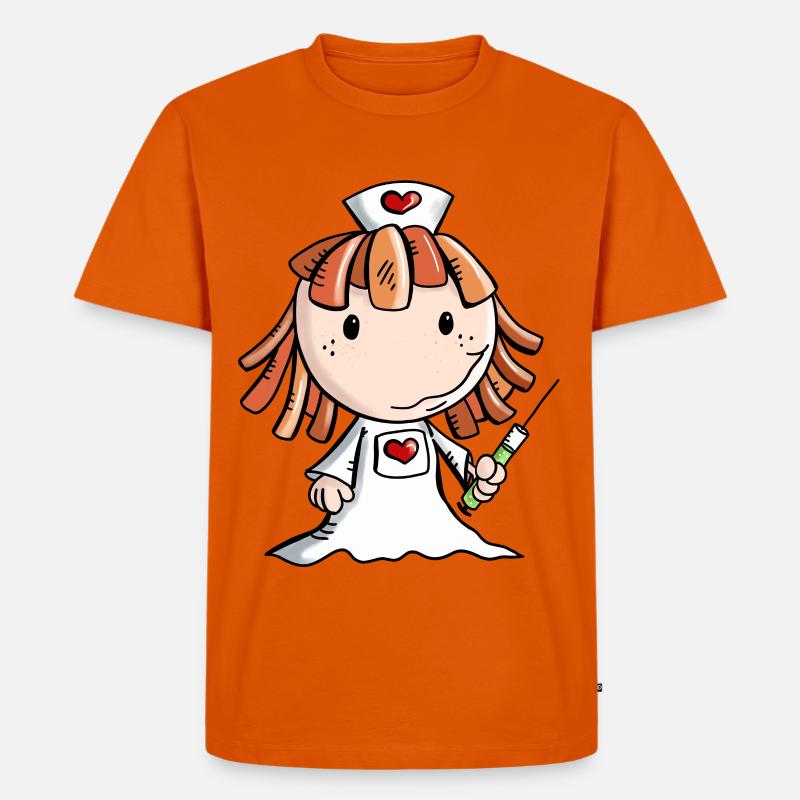 Krankenschwester Comic mit Herz und Spritze - Männer Premium Bio T-Shirt - Orange