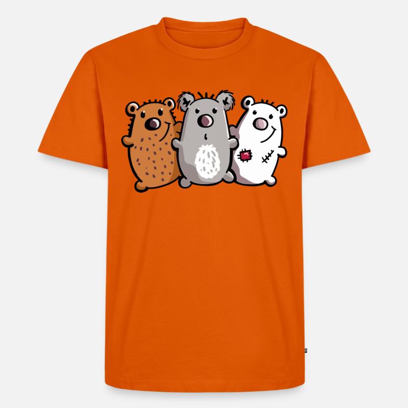 Bären Trio - Bärchen - Koala - Eisbär - Braunbär - Männer Premium Bio T-Shirt - Orange