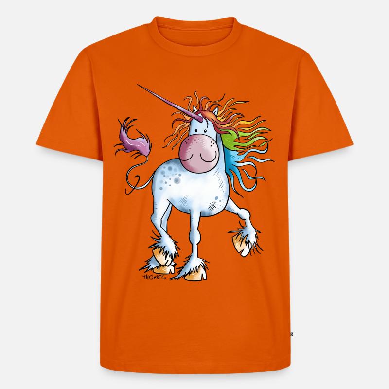 Regenbogen Einhorn - Männer Premium Bio T-Shirt - Orange 