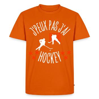 J'peux pas j'Ai Hockey - T-shirt Premium bio Homme - orange  - Devant - Nico (187cm)