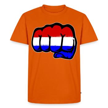 Holland Flag Hand Fist - Men's Premium Organic T-Shirt - orange  - Front - Nico (187cm)