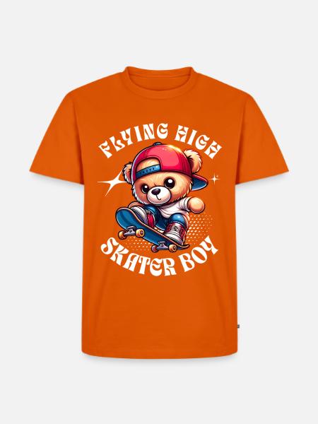 Skater teddy bear on skateboard - Men's Premium Organic T-Shirt - orange