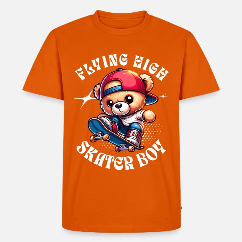 Skater teddy bear on skateboard - Men's Premium Organic T-Shirt - orange 