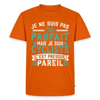 I'm a cyclist, it's almost the same - Men's Premium Organic T-Shirt - orange  - Front - Nico (187cm)