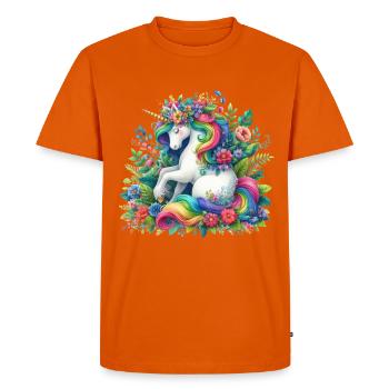 Fleur de licorne à crinière arc-en-ciel - T-shirt Premium bio Homme - orange  - Devant - Nico (187cm)