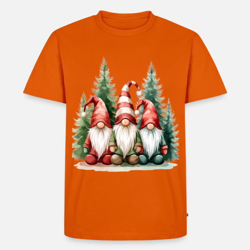 Drei Gartenzwerge im Winterwald - Männer Premium Bio T-Shirt - Orange 
