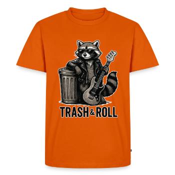 Trash & Roll Raccoon with Guitar - Men's Premium Organic T-Shirt - orange  - Front - Nico (187cm)
