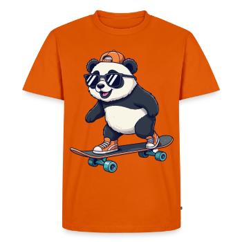 Panda drôle patinant sur un skateboard de dessins animés - T-shirt Premium bio Homme - orange  - Devant - Nico (187cm)