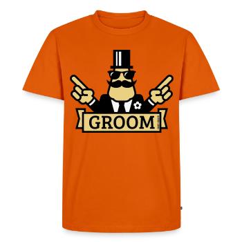 Pointing Groom (Stag Night / Bachelor Party / 3C) - Men's Premium Organic T-Shirt - orange  - Front - Nico (187cm)