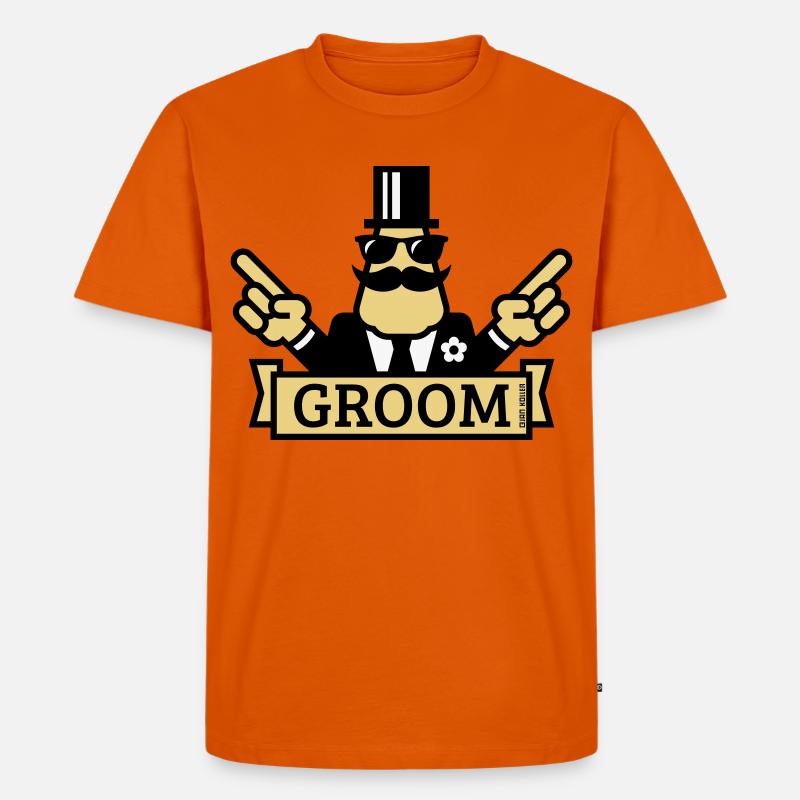 Zeigender Bräutigam (Junggesellenabschied / Junggesellenabschied / 3C) - Männer Premium Bio T-Shirt - Orange 
