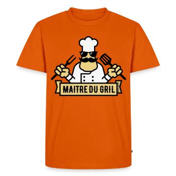Maître Du Gril (Griller / Barbecue / BBQ / 3C) - T-shirt Premium bio Homme - orange  - Devant - Nico (187cm)
