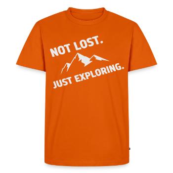 Randonnée Montagnes Randonnée Randonneurs Nature en plein air Forêt - T-shirt Premium bio Homme - orange  - Devant - Nico (187cm)