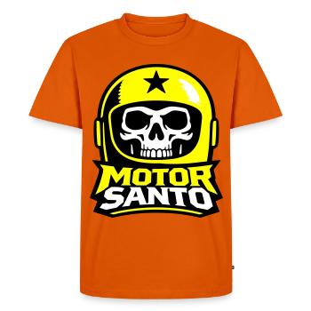 Motor Santo Skull Logo - Men's Premium Organic T-Shirt - orange  - Front - Nico (187cm)