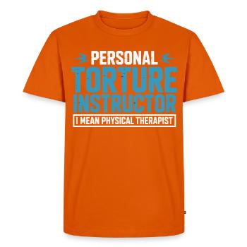 Instructeur personnel en torture – Physiothérapie - T-shirt Premium bio Homme - orange  - Devant - Nico (187cm)