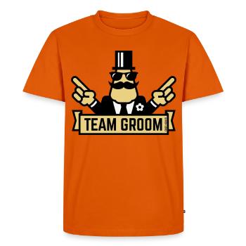 Marié d’équipe (Enterrement de vie de garçon du soir du monde 3C) - T-shirt Premium bio Homme - orange  - Devant - Nico (187cm)