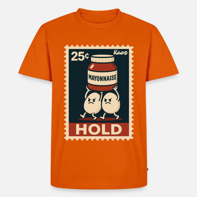 Zwei Eier tragen mit Mayonnaise - Männer Premium Bio T-Shirt - Orange