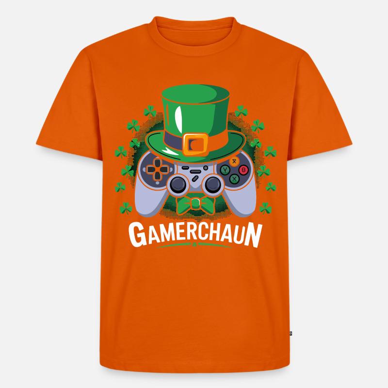 GameChaun Leprechaun Controller Motiv - Männer Premium Bio T-Shirt - Orange 