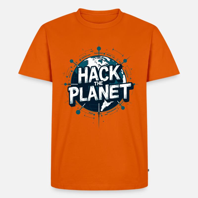 Motivo Globe Hack – Planetary Techstyle - Maglietta ecologica premium da uomo - arancione 