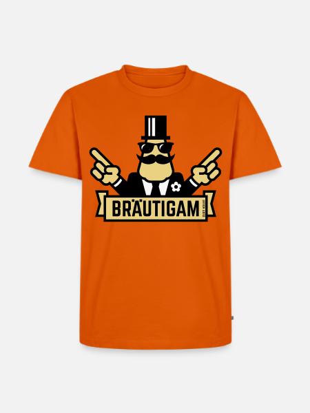 Bräutigam Handzeichen (Polterabend / JGA / 3C) - Männer Premium Bio T-Shirt - Orange