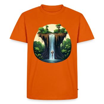 Alien at the waterfall in the jungle - Men's Premium Organic T-Shirt - orange  - Front - Nico (187cm)
