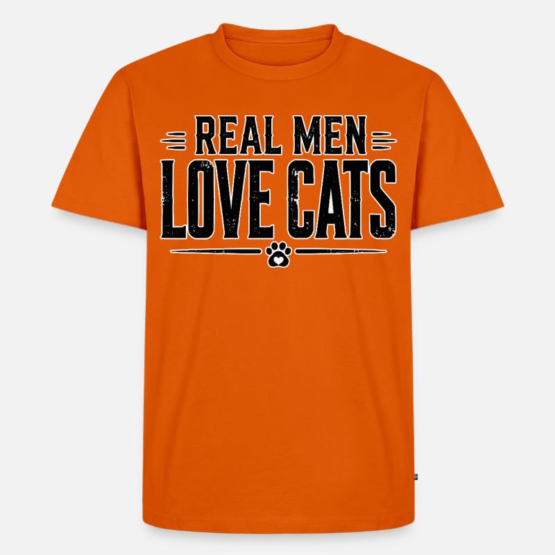 Echte Männer Lieben Katzen - Männer Premium Bio T-Shirt - Orange 