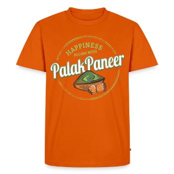 Palak Paneer Vintage Spinach Dish Retro Design - Men's Premium Organic T-Shirt - orange  - Front - Nico (187cm)