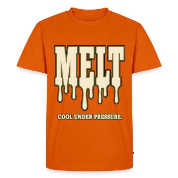 MELT – Cool Under Pressure | Humor about Stress - Men's Premium Organic T-Shirt - orange  - Front - Nico (187cm)