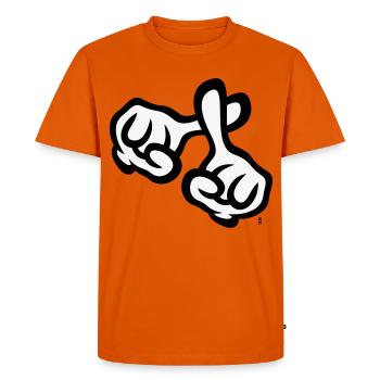 Croisons les doigts (mains / croix / Bible / religion, 2C) - T-shirt Premium bio Homme - orange  - Devant - Nico (187cm)