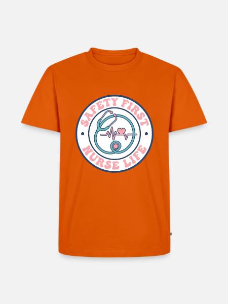 Nurse Life Safety First Retro-Stethoskop-Geschenk - Männer Premium Bio T-Shirt - Orange