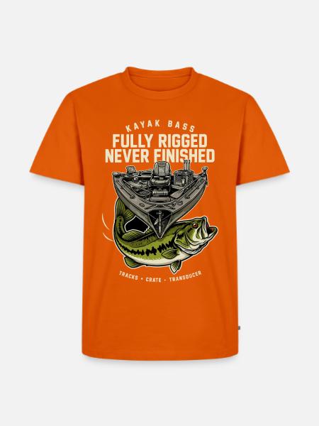 Vollausgestattetes Bassboot – Nie Fertig - Männer Premium Bio T-Shirt - Orange