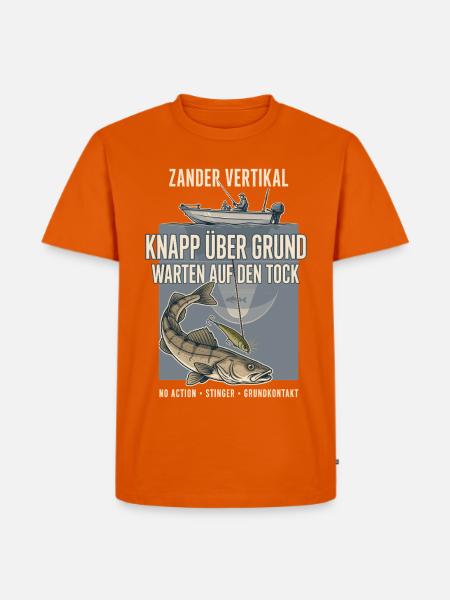 Zander Vertikal Knapp Über Grund - Männer Premium Bio T-Shirt - Orange