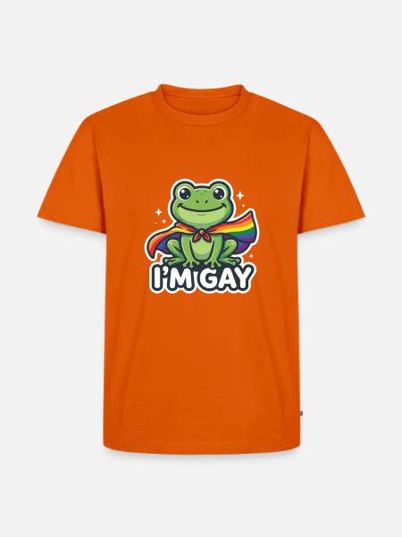 Schwul Frosch Regenbogenfahne - Männer Premium Bio T-Shirt - Orange 