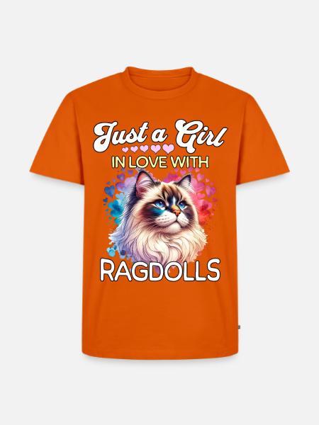 Ragdoll Katze Mädchen - Männer Premium Bio T-Shirt - Orange