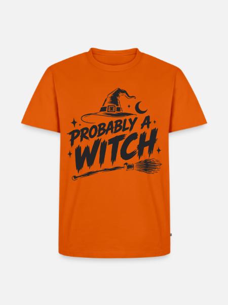 Probably a Witch Halloween Spruch - Männer Premium Bio T-Shirt - Orange 