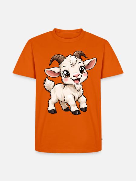 Ziege Kawaii Style – Süßes Bauernhoftier - Männer Premium Bio T-Shirt - Orange