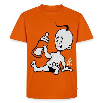 Bébé avec une bouteille de lait - T-shirt Premium bio Homme - orange  - Devant - Nico (187cm)