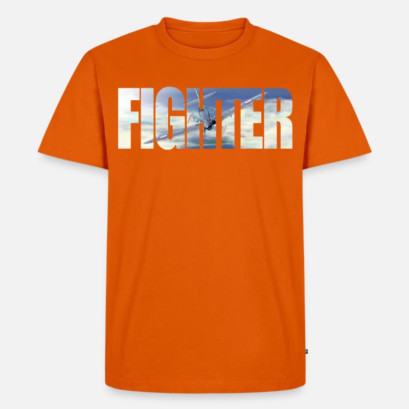 Fighter Spitfire - Männer Premium Bio T-Shirt - Orange 