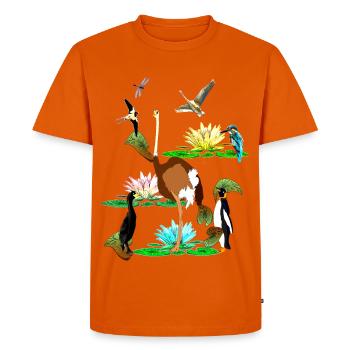 the colourful world of birds, water lilies, dragonflies - Men's Premium Organic T-Shirt - orange  - Front - Nico (187cm)